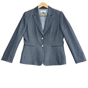 TAHARI 10P Gray‎ Pinstripe Two-Button Blazer Petite Career Timeless